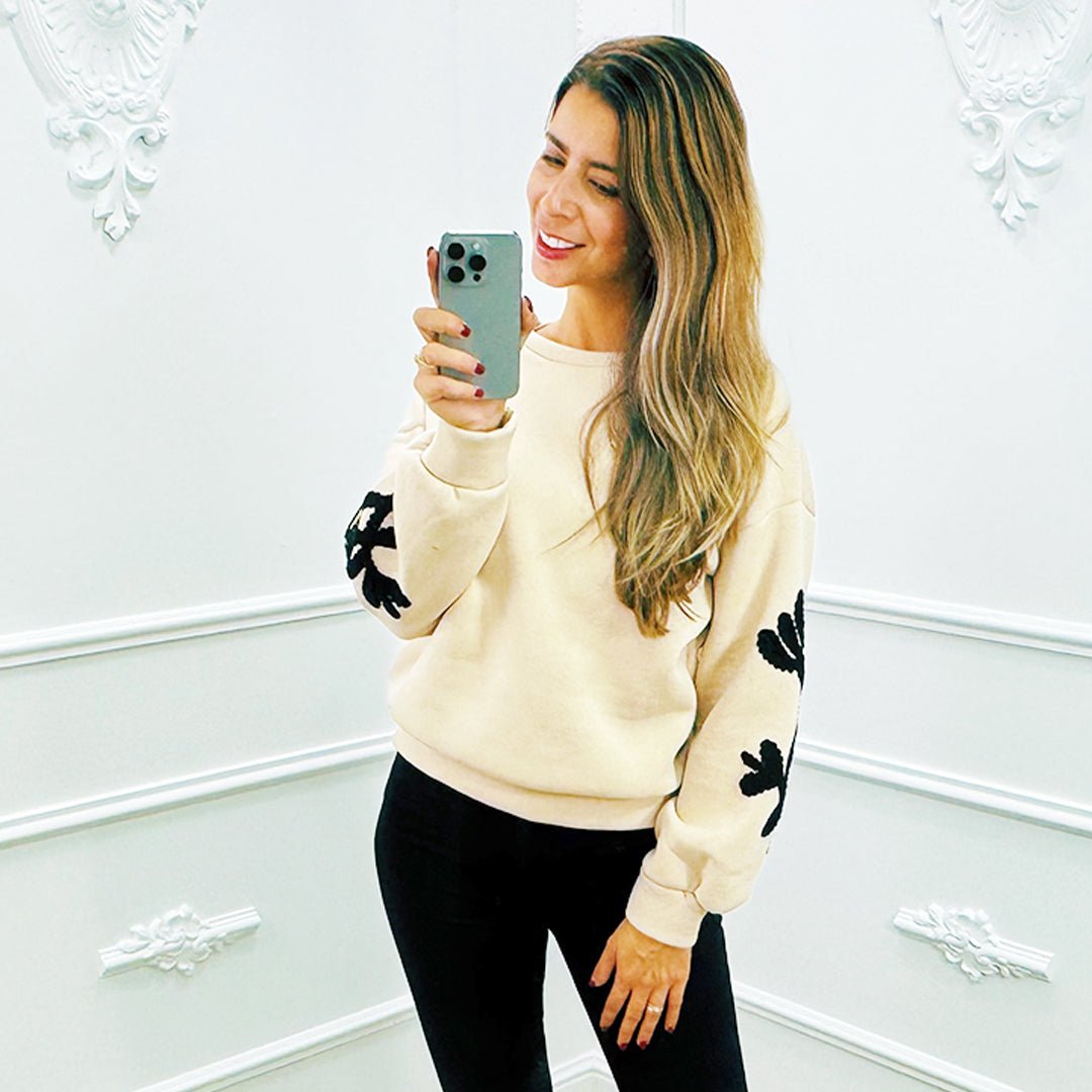 Sweater Bloem Beige - BlushFashionstore