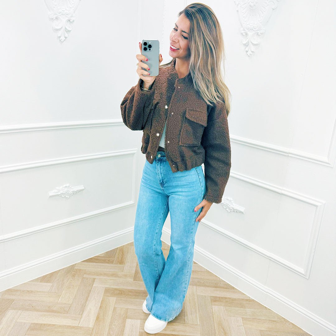Teddy Bomber Kort Choco - BlushFashionstore