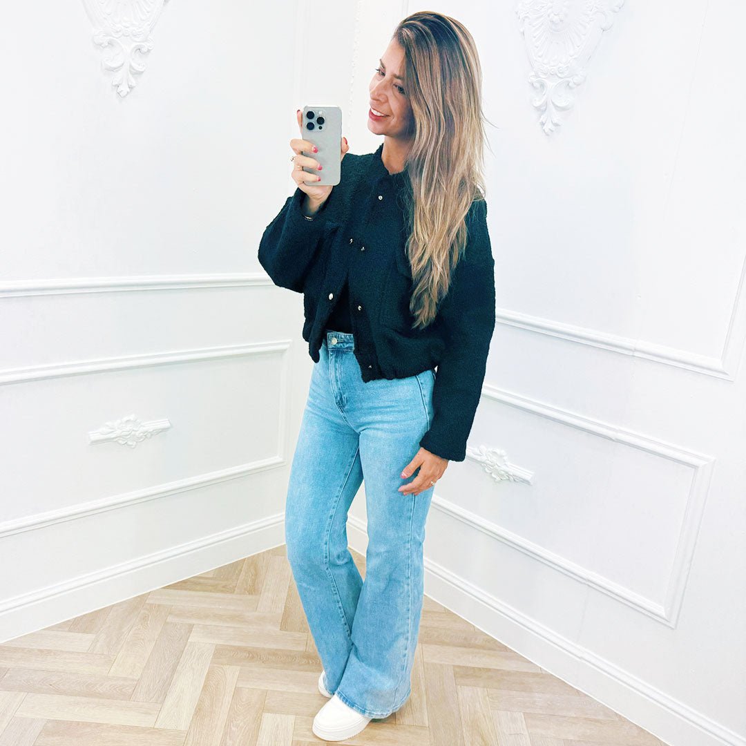 Teddy Bomber Kort Zwart - BlushFashionstore