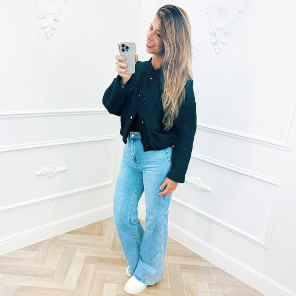 Teddy Bomber Kort Zwart - BlushFashionstore