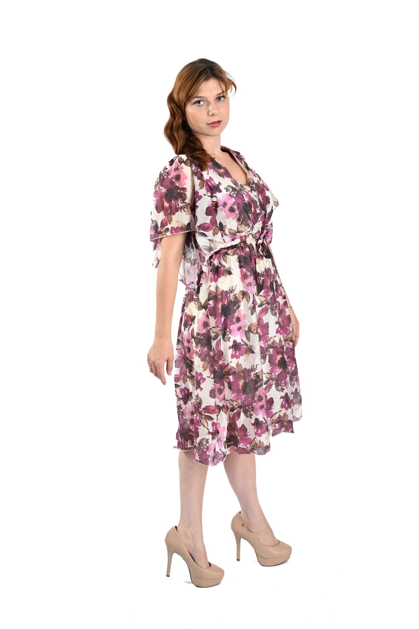 Tencel Floral Dress Fuchsia – Energiek, vrouwelijk en speels - BlushFashionstore
