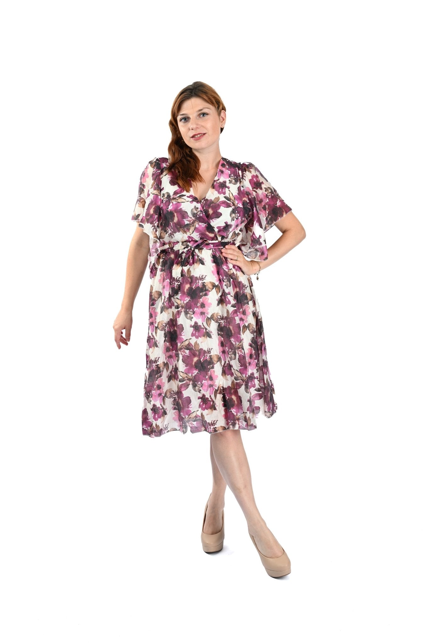 Tencel Floral Dress Fuchsia – Energiek, vrouwelijk en speels - BlushFashionstore