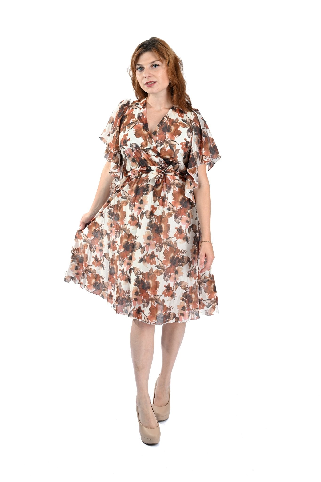 Tencel Floral Dress Roestbruin – Warm, charmant en luchtig - BlushFashionstore