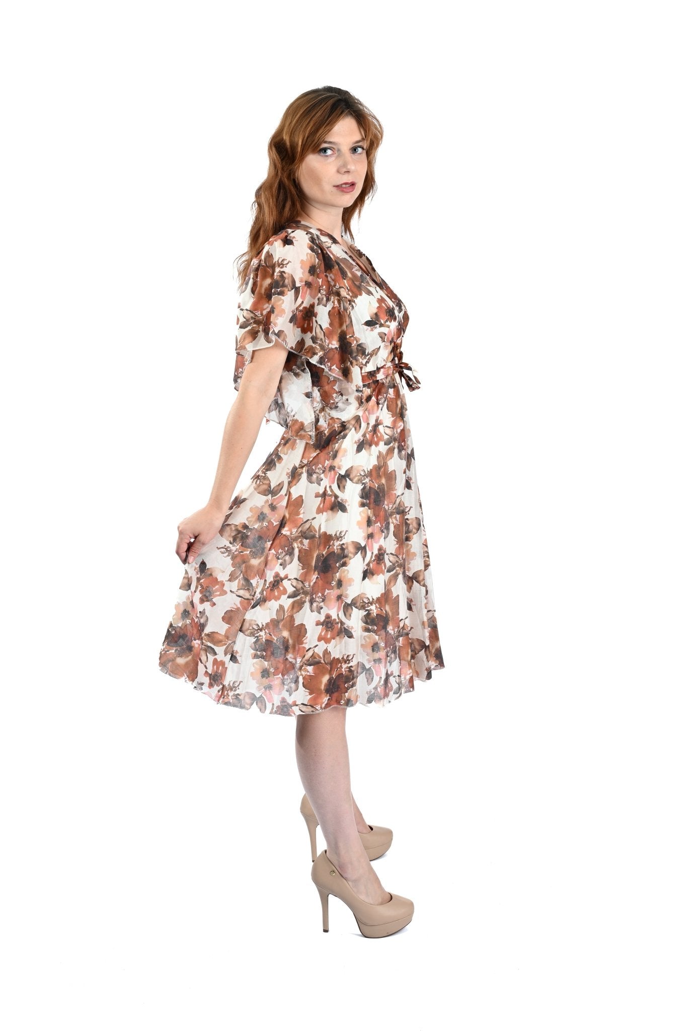 Tencel Floral Dress Roestbruin – Warm, charmant en luchtig - BlushFashionstore