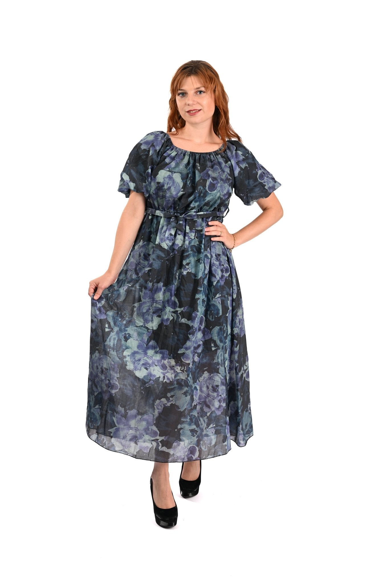 Tencel Lange Dress Indigo Blauw – Verfijnd, vrouwelijk en luchtig - BlushFashionstore