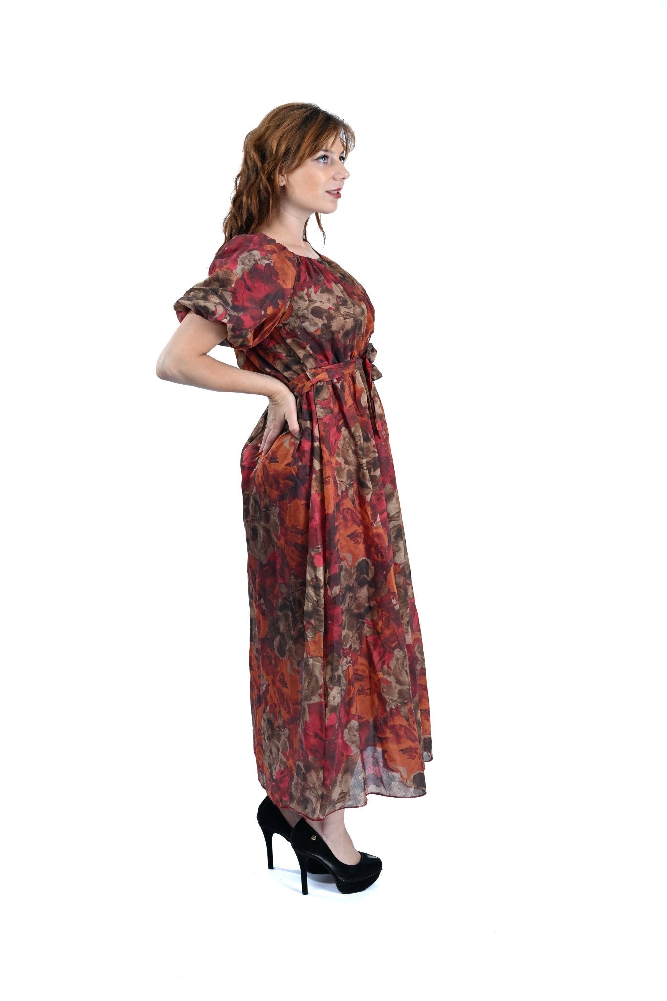 Tencel Lange Dress Vuurrood – Warm, sierlijk en uniek - BlushFashionstore