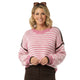 Dunne Gestreepte Trui Roze  Stijlvolle Dames Sweater