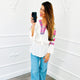 Top Aztec Bloemen Wit - BlushFashionstore