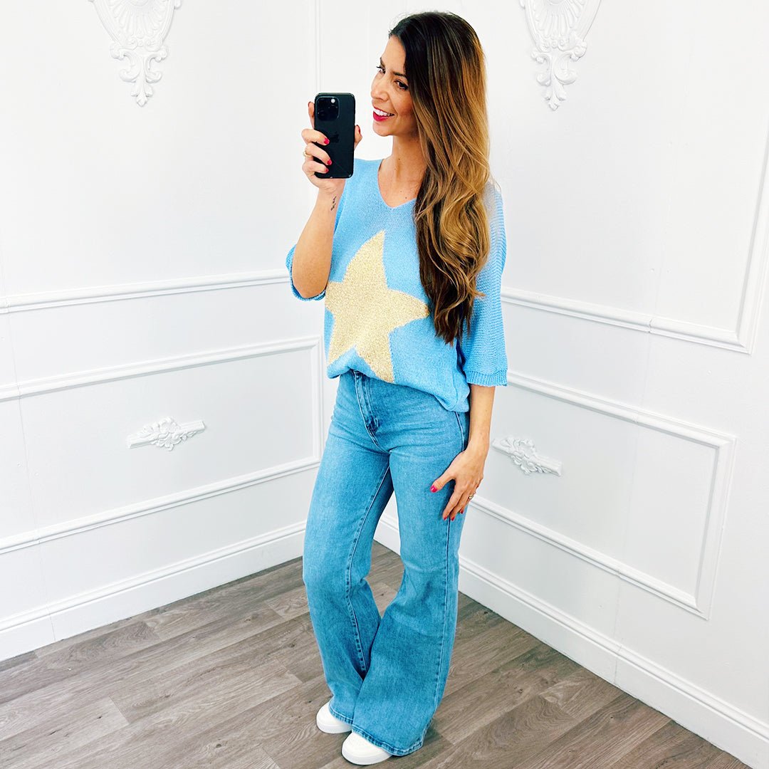 Top Knit Ster Blauw - BlushFashionstore