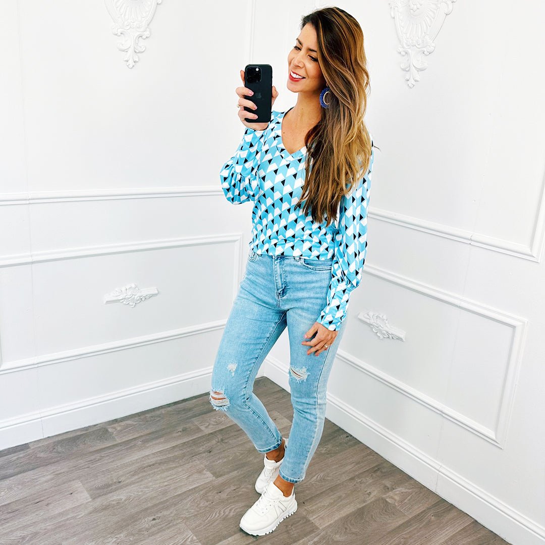 Top Print Blauw - BlushFashionstore