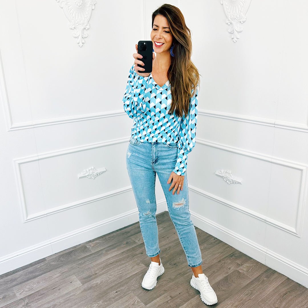 Top Print Blauw - BlushFashionstore