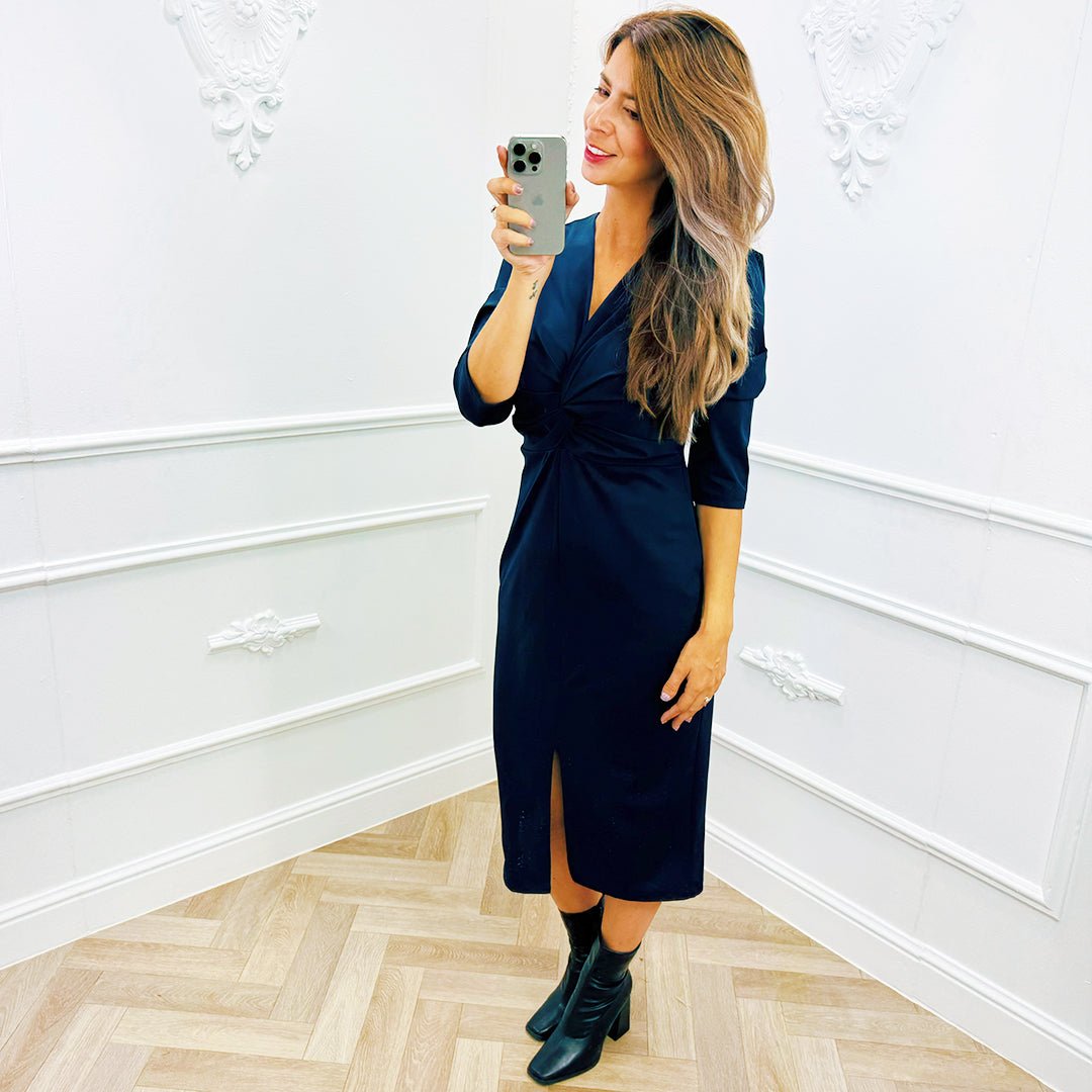 Travel Jurk Knoop Marine Blauw - BlushFashionstore