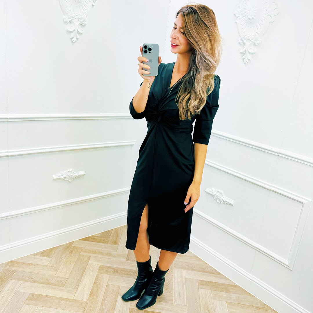 Travel Jurk Knoop Zwart - BlushFashionstore