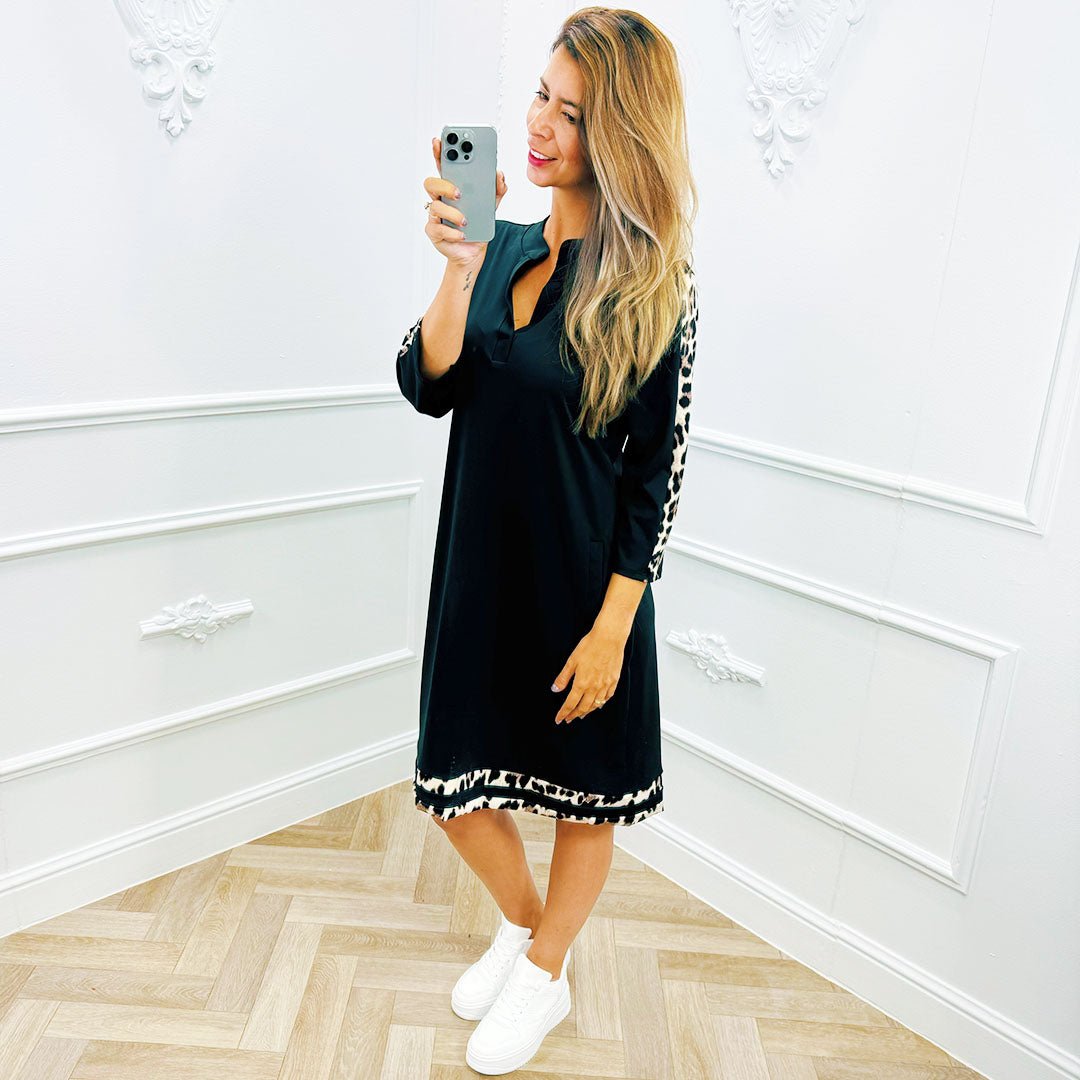 Travel Jurk Panter Zwart - BlushFashionstore