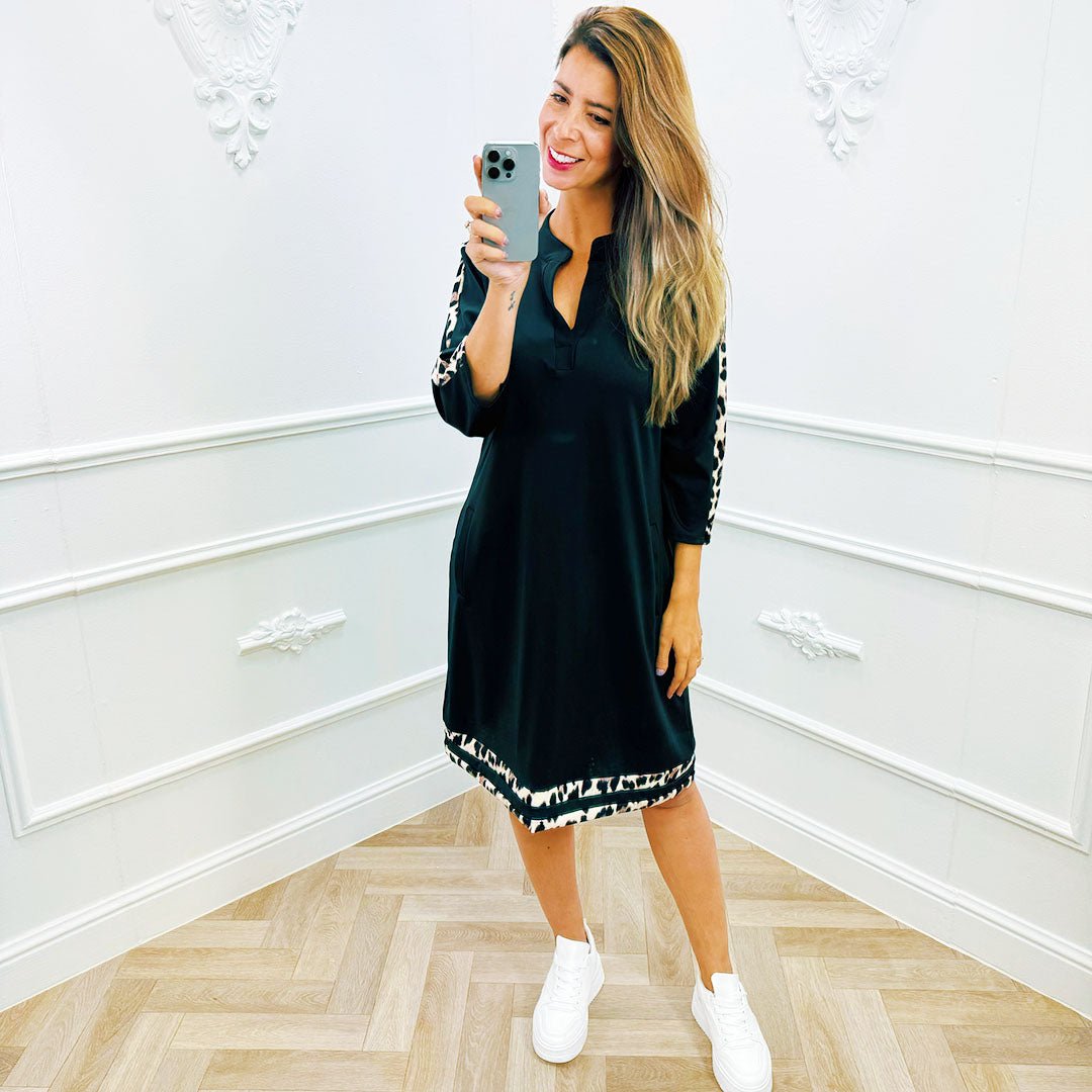 Travel Jurk Panter Zwart - BlushFashionstore