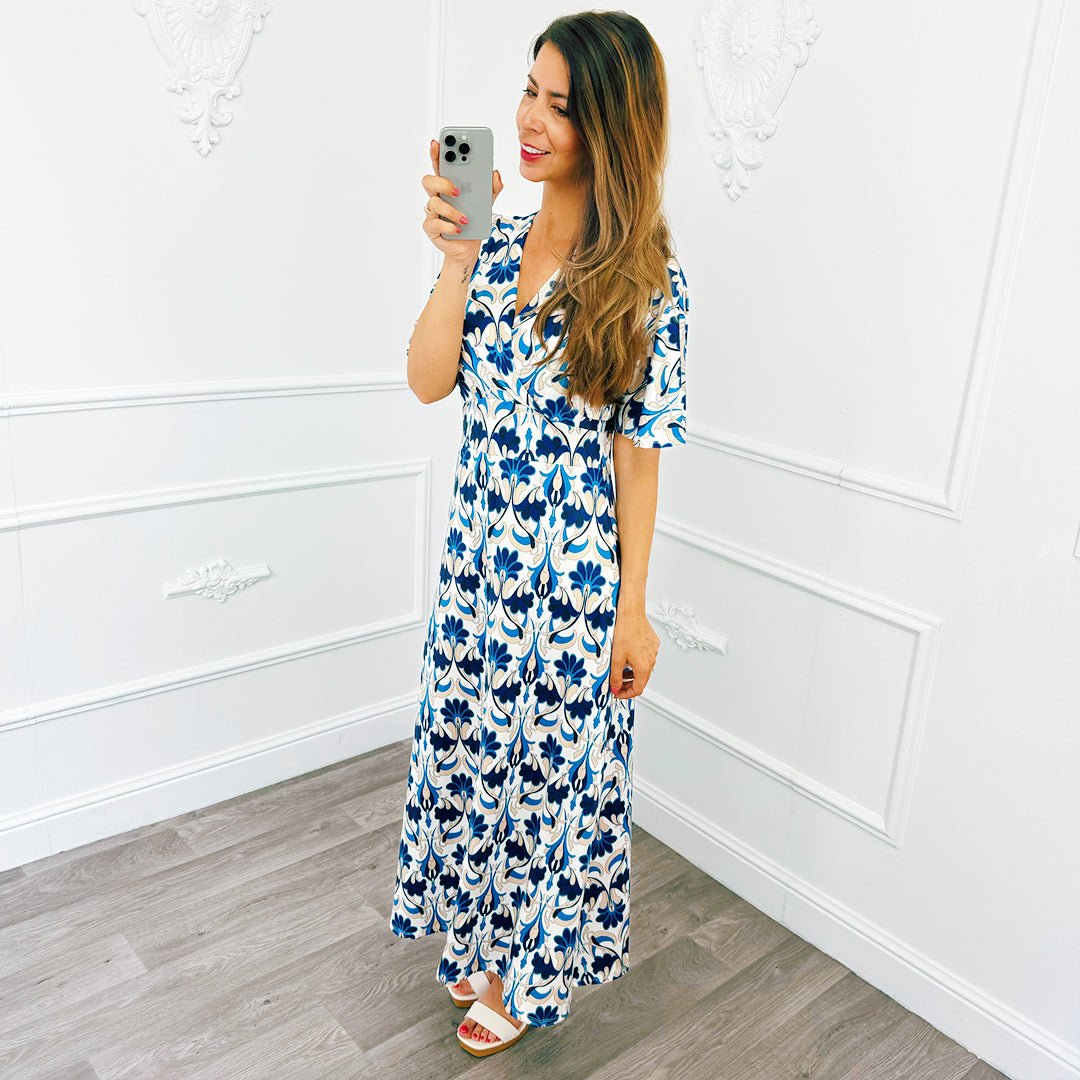 Travel Jurk Print Blauw - BlushFashionstore