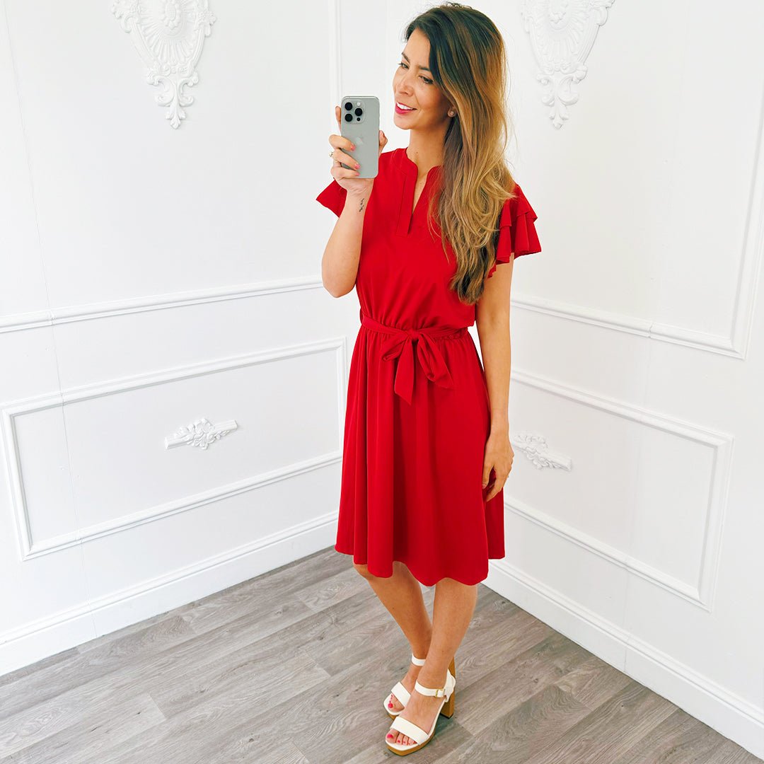 Travel Ruffel Jurk Rood - BlushFashionstore