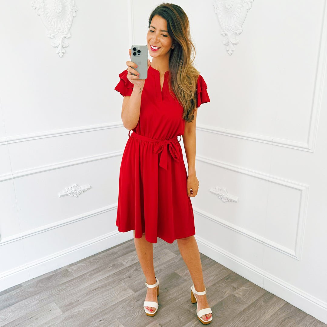Travel Ruffel Jurk Rood - BlushFashionstore