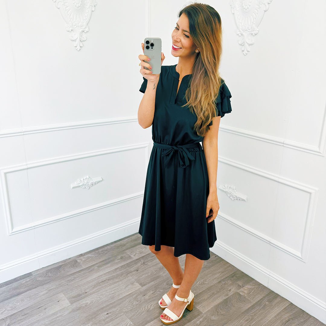Travel Ruffel Jurk Zwart - BlushFashionstore