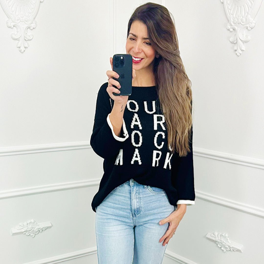 Trui Name Zwart - BlushFashionstore