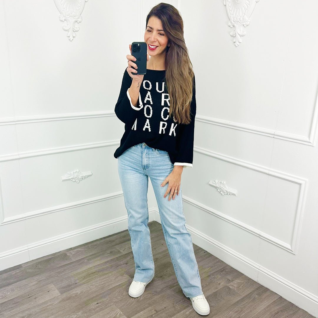 Trui Name Zwart - BlushFashionstore