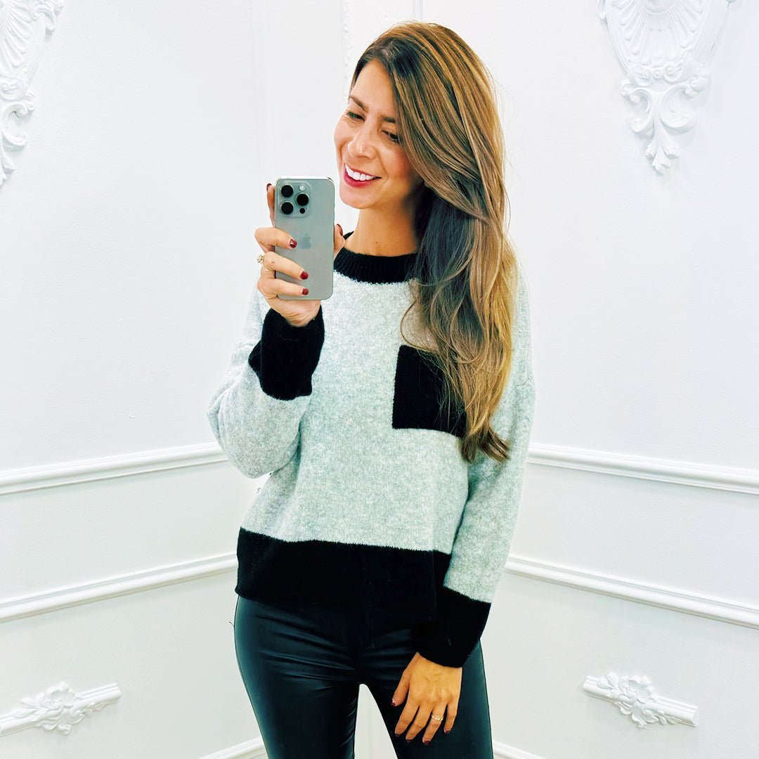 Trui Pocket Grijs - BlushFashionstore