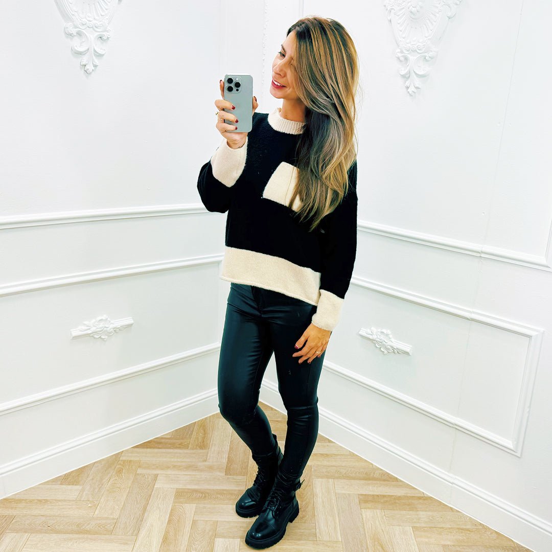Trui Pocket Zwart - BlushFashionstore