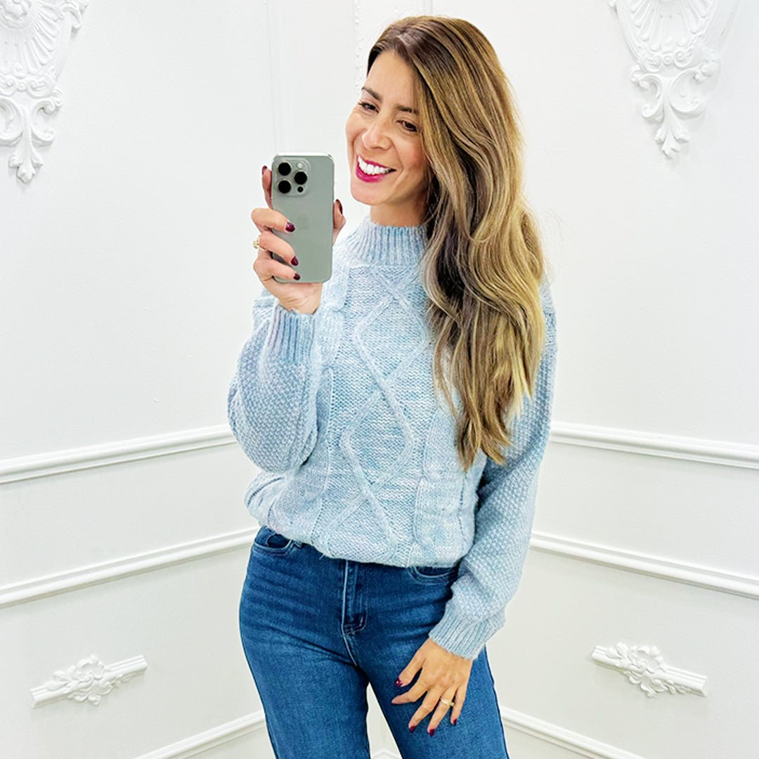 Trui Roos Lichtblauw - BlushFashionstore
