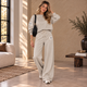 Urban Sweater Set met Wijde Broek - Lichtbeige