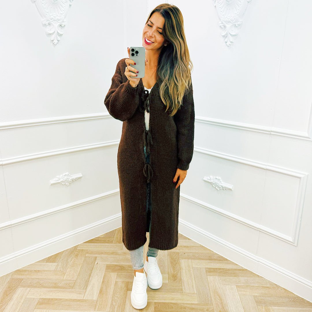 Vest Lang Strik Bruin - BlushFashionstore