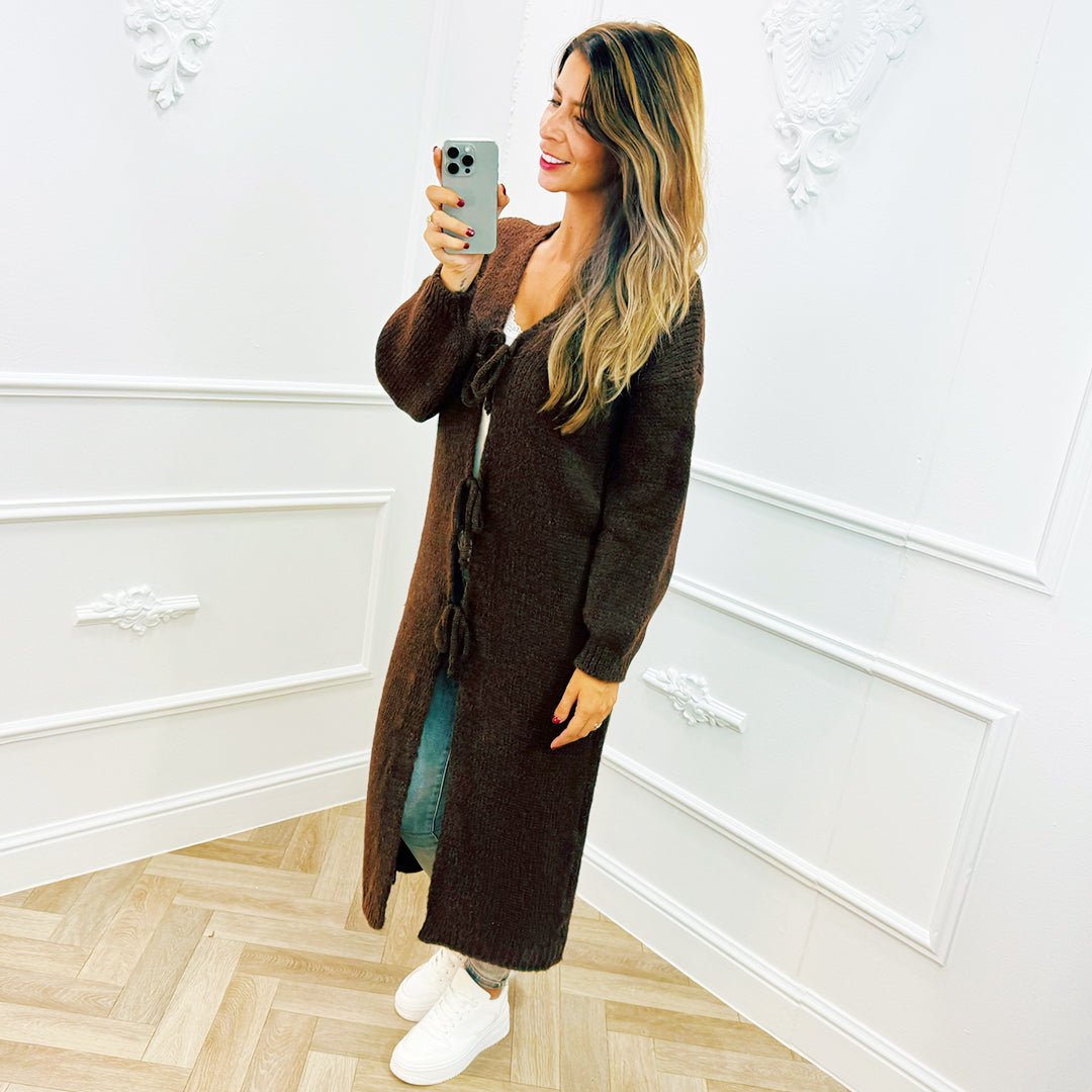 Vest Lang Strik Bruin - BlushFashionstore