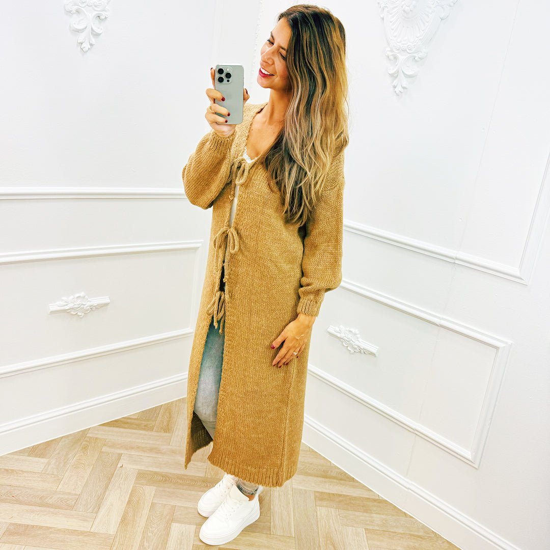 Vest Lang Strik Camel - BlushFashionstore