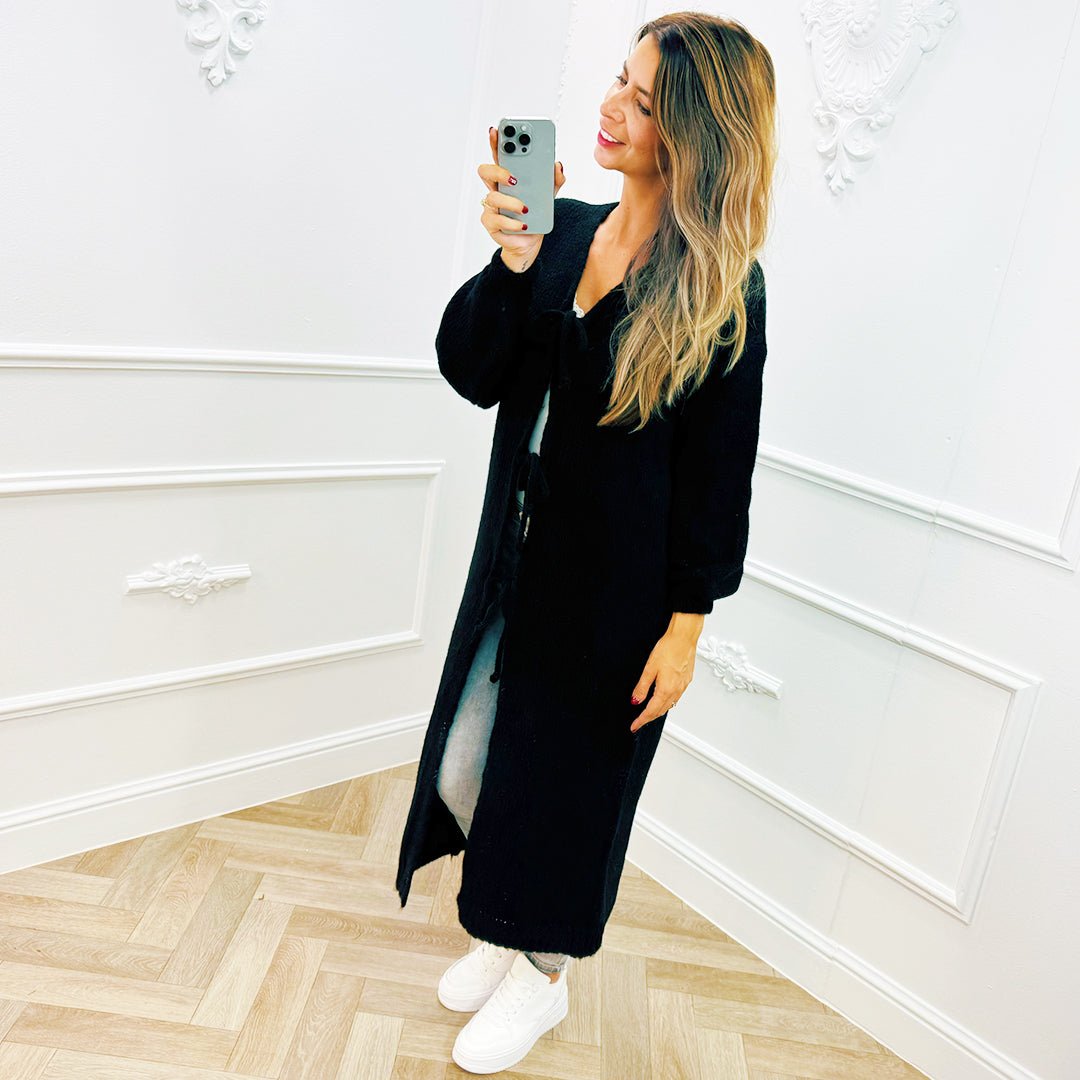 Vest Lang Strik Zwart - BlushFashionstore