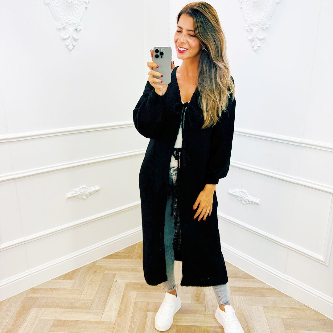 Vest Lang Strik Zwart - BlushFashionstore