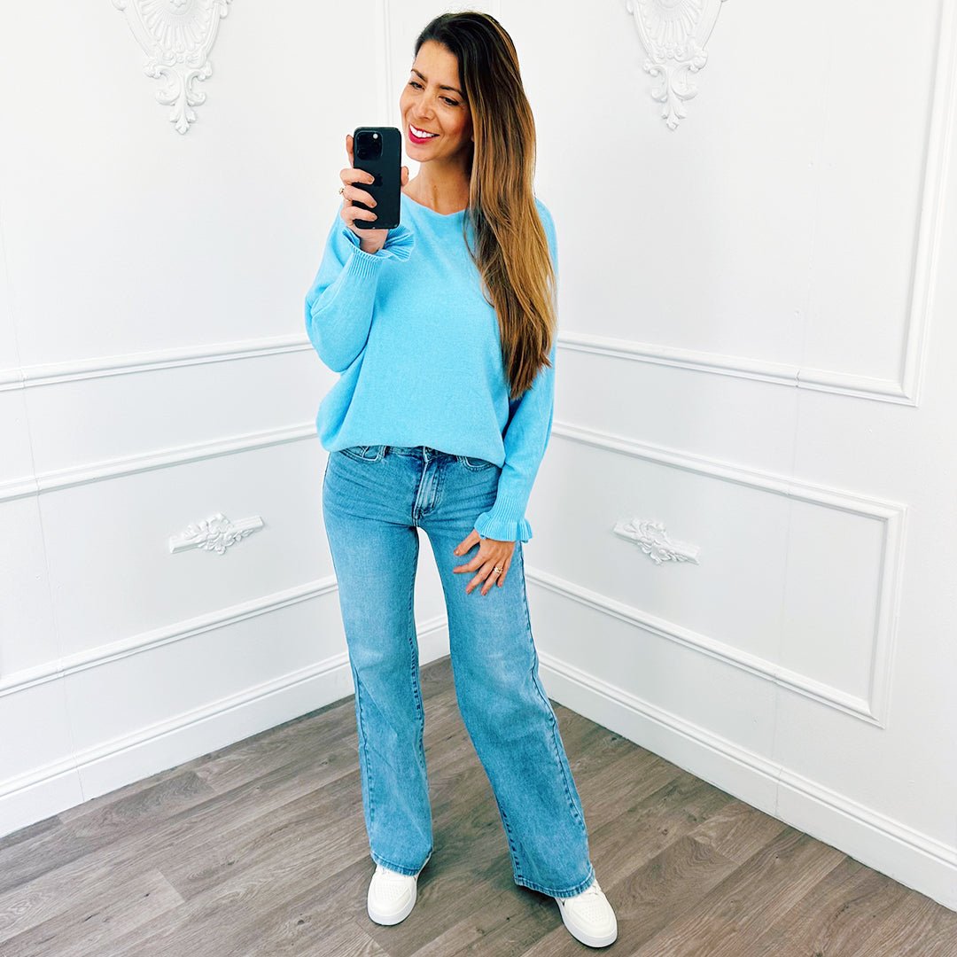 Vlindermouw Top Ruffel Lichtblauw - BlushFashionstore