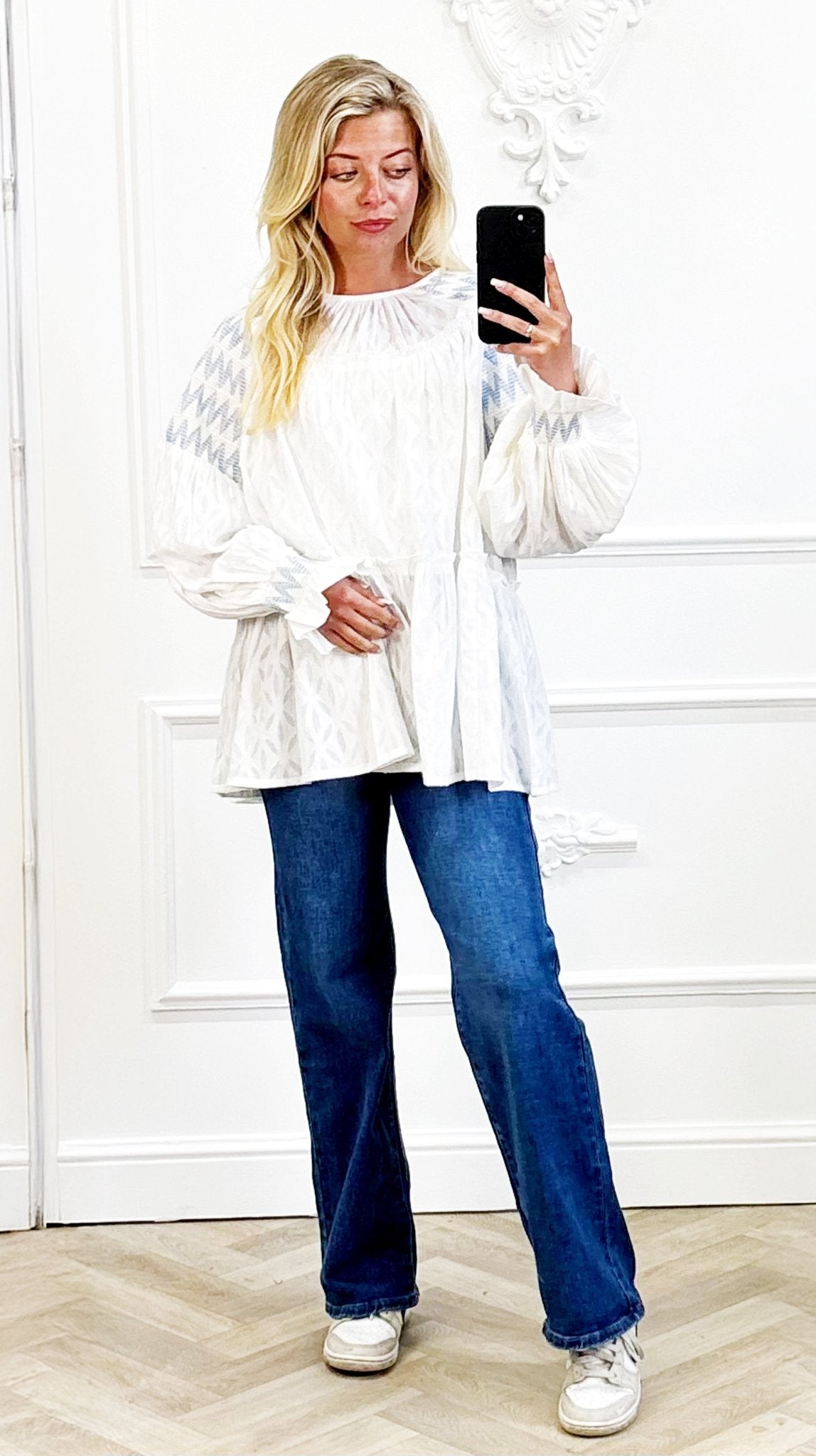 wit katoenen top met strik - BlushFashionstore