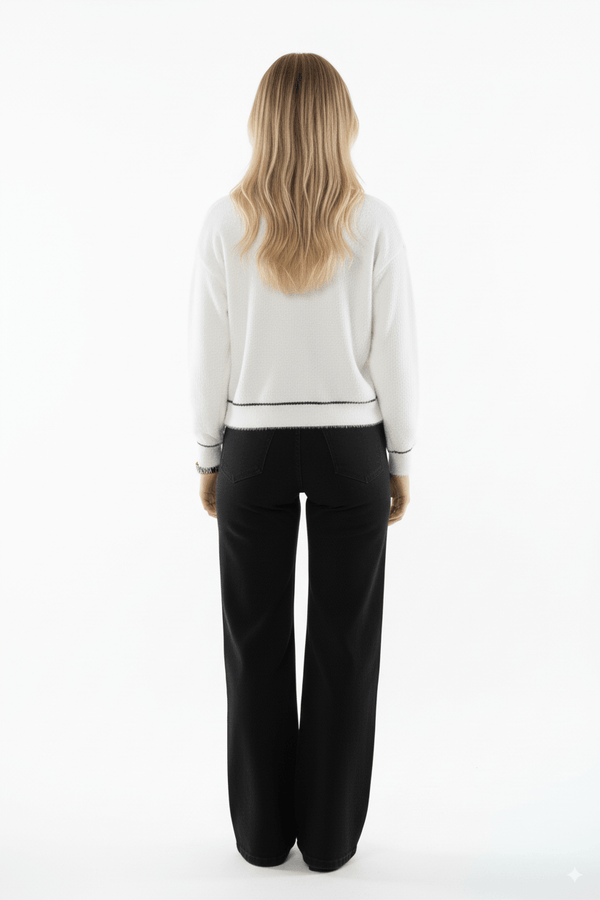 
                    
                      Wit Vest met Zwarte Bies en Luxe Knopen - BlushFashionstore
                    
                  
