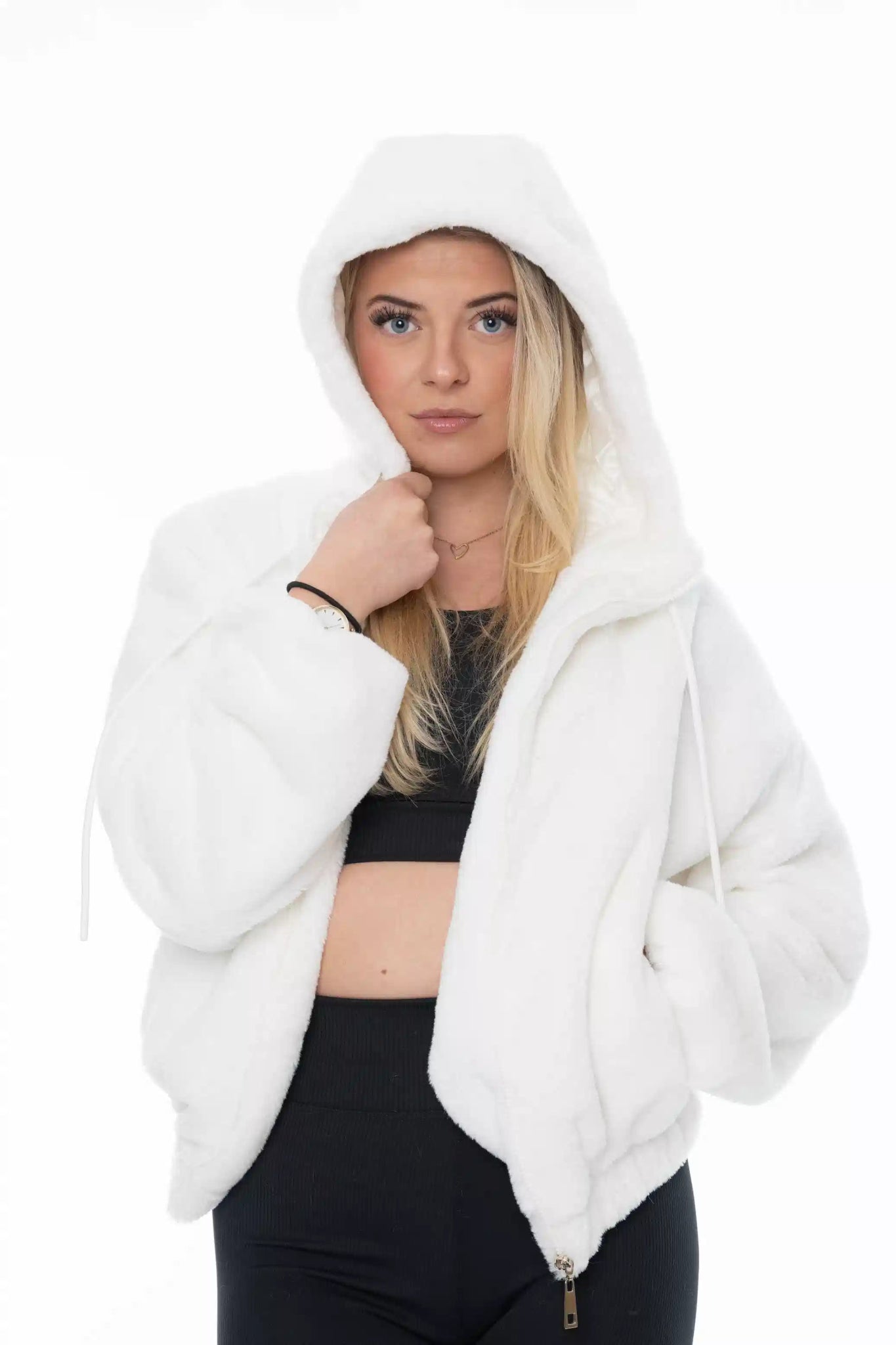 Witte Faux Fur Jas – Korte Damesjas - BlushFashionstore