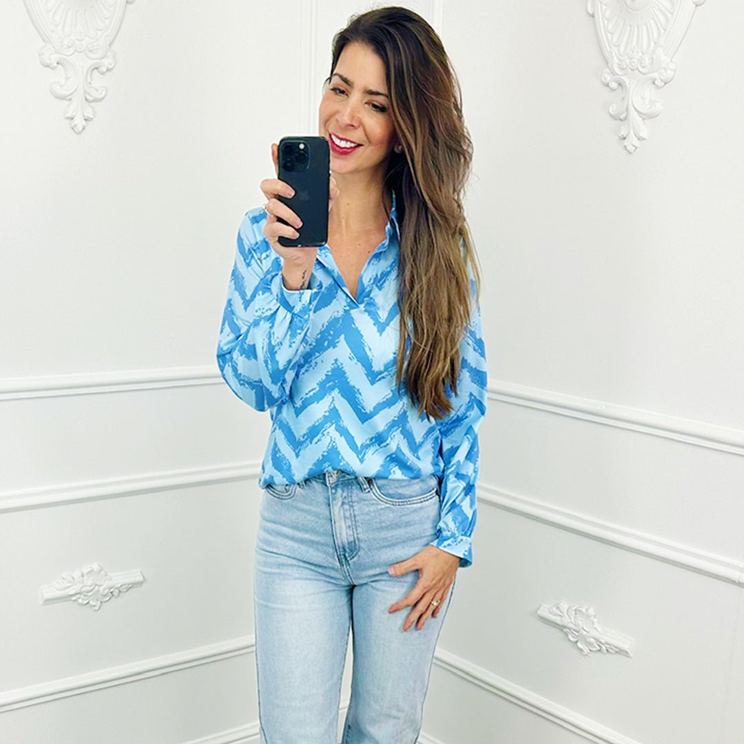 Zigzag Top Blauw - BlushFashionstore