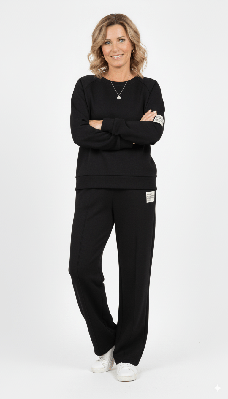Zwart Joggingpak Dames – Luxe Loungewear Set met Sweater en Broek - BlushFashionstore