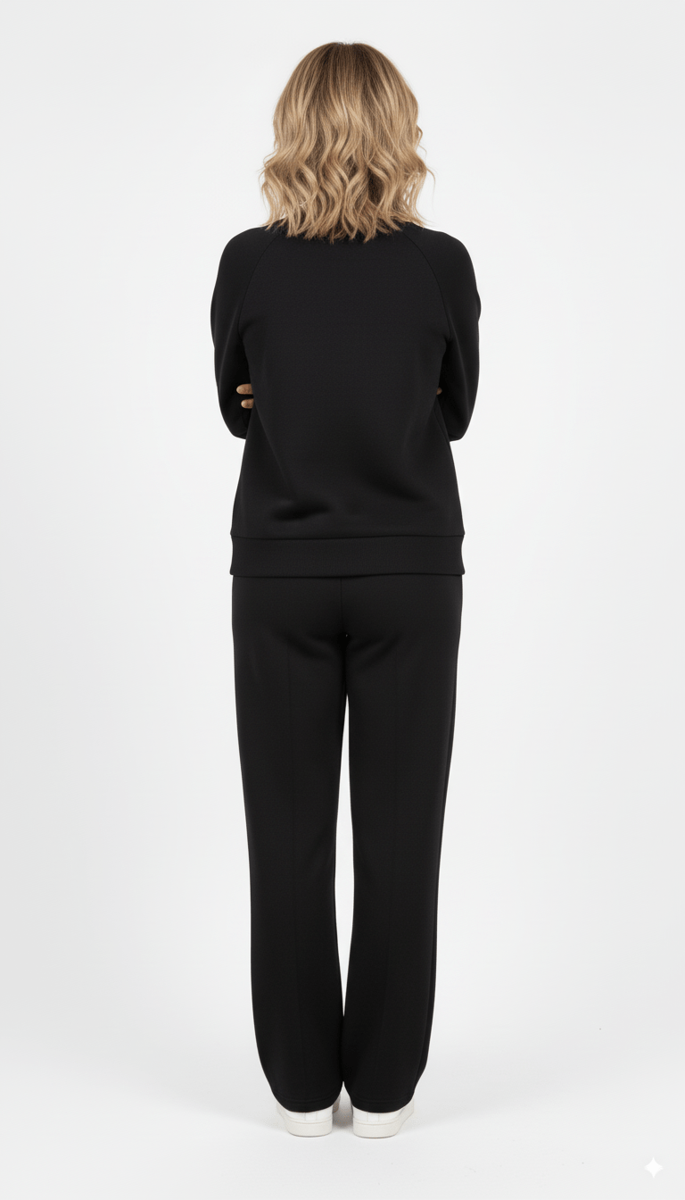 Zwart Joggingpak Dames – Luxe Loungewear Set met Sweater en Broek - BlushFashionstore