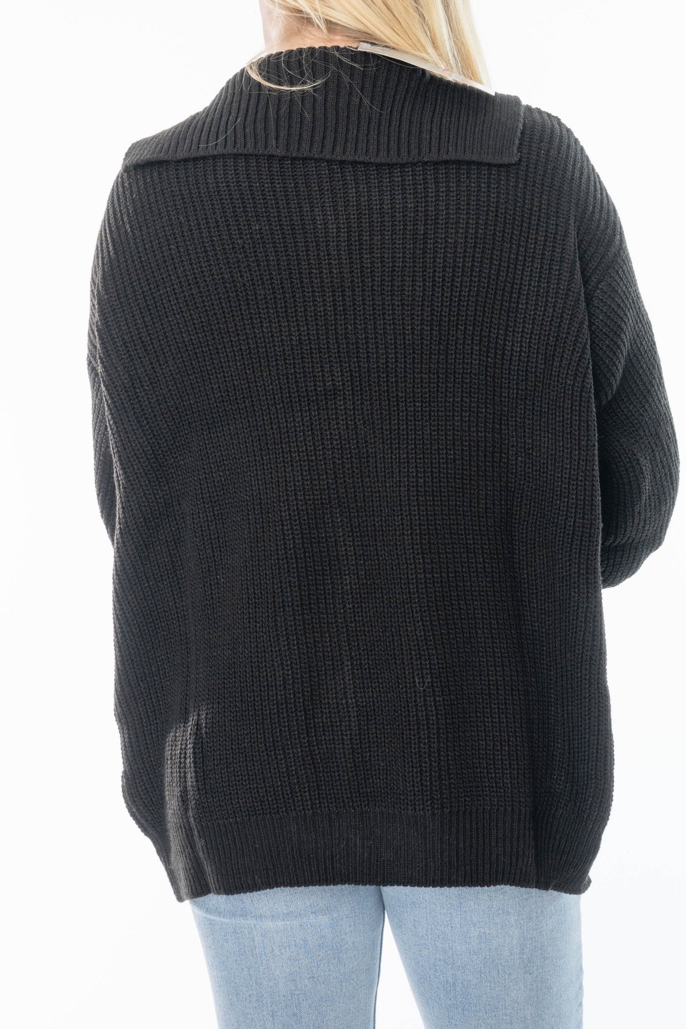 Zwart Oversized Gebreid Vest - BlushFashionstore