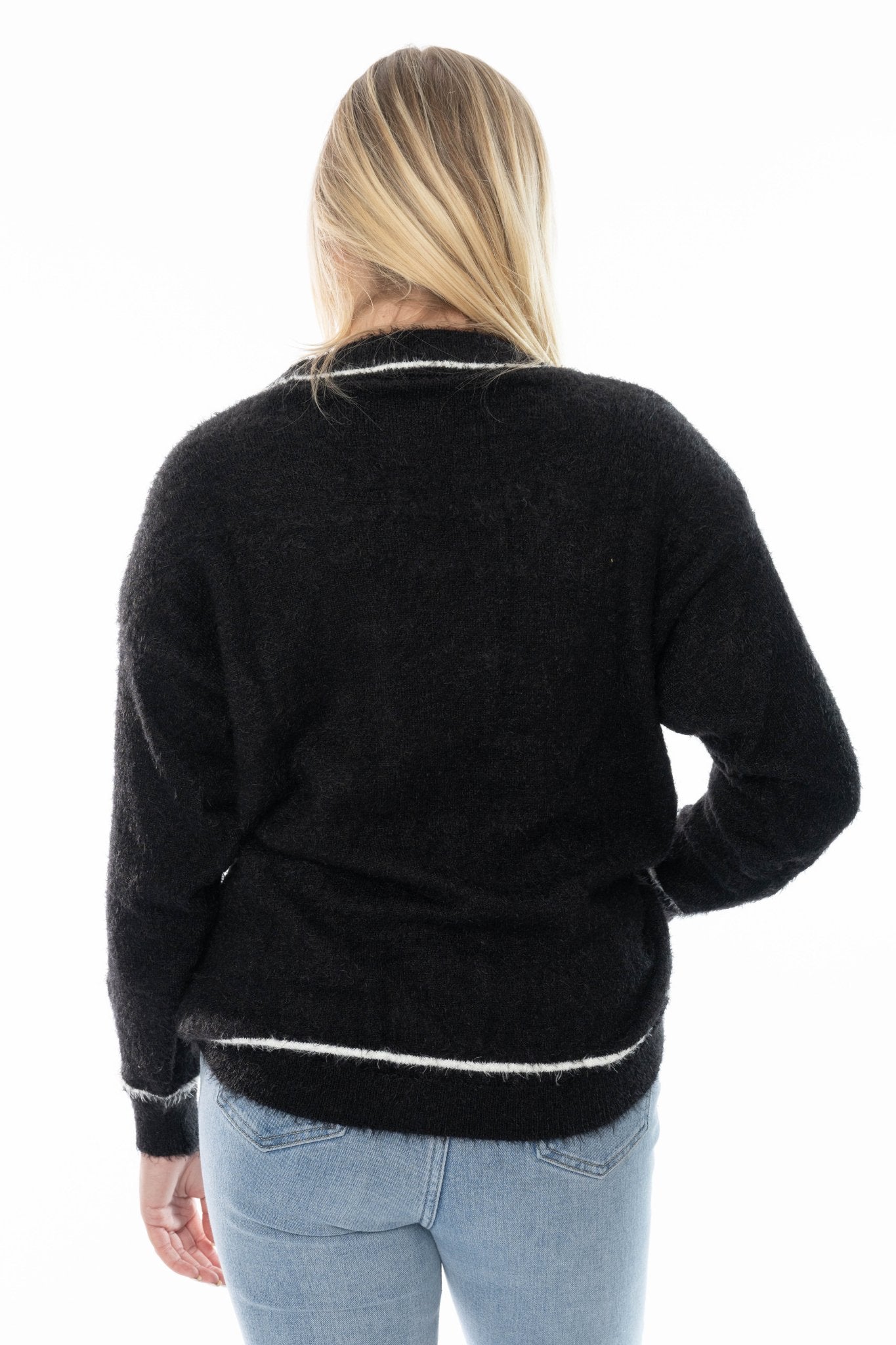 Zwart Vest met Witte Bies en Zakdetails - BlushFashionstore