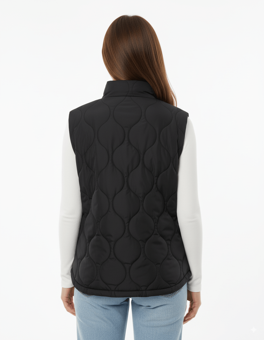 Zwarte Gewatteerde Bodywarmer met Rits & Steekzakken - BlushFashionstore