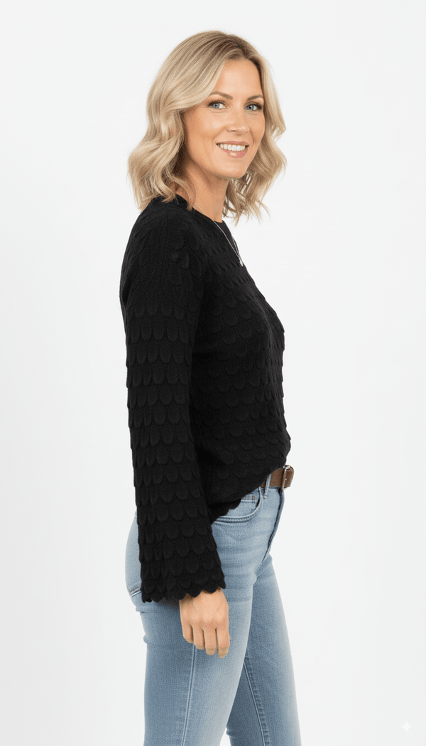 
                    
                      Zwarte Trui Dames – Gebreide Trui met Structuur en Wijde Mouwen - BlushFashionstore
                    
                  