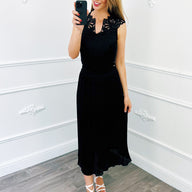Lace V Top Zwart