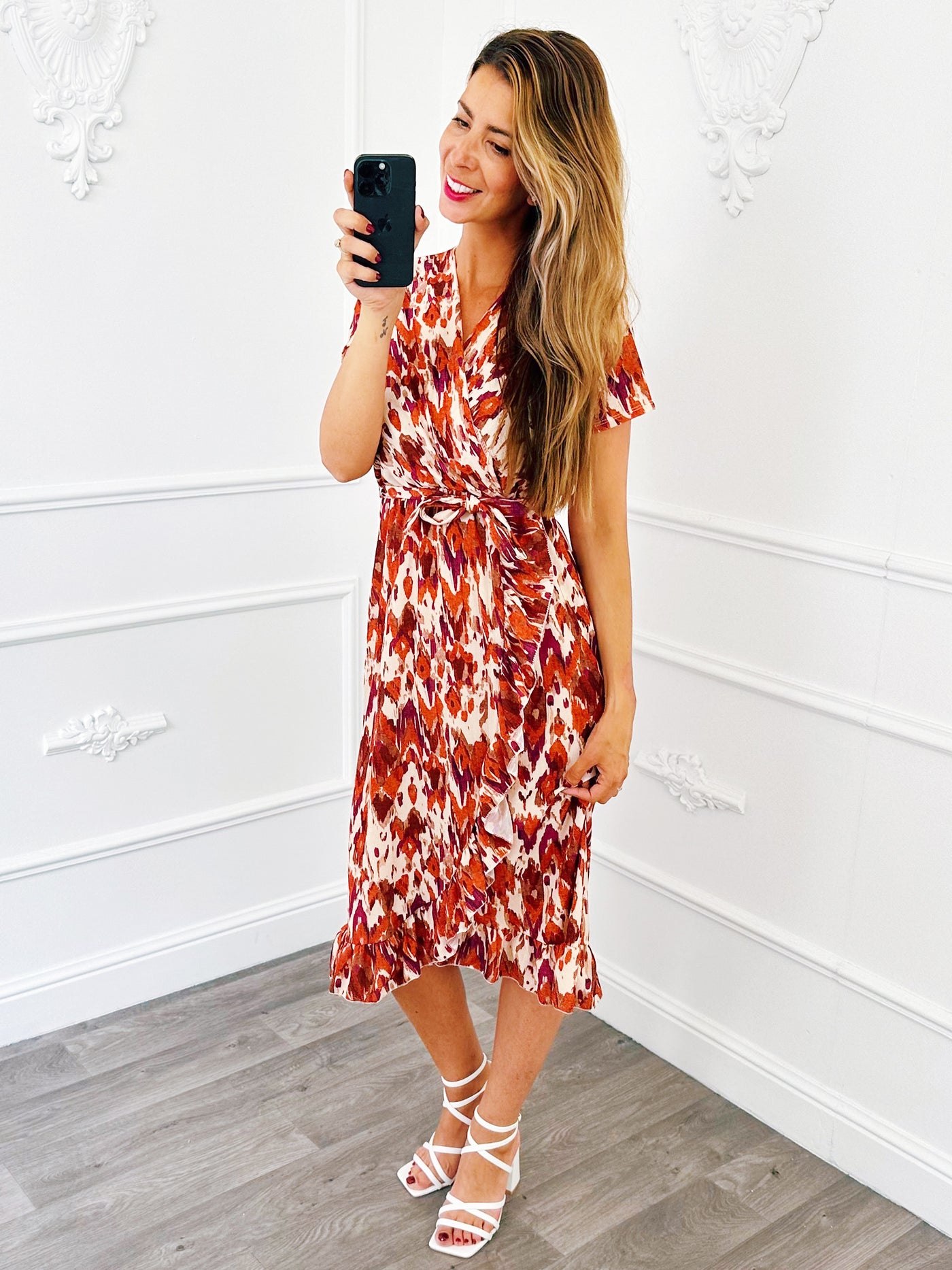 Jurk Overslag Dots Camel