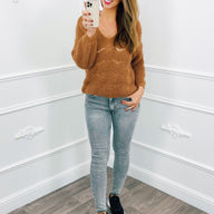 Open Knitted Sweater Camel