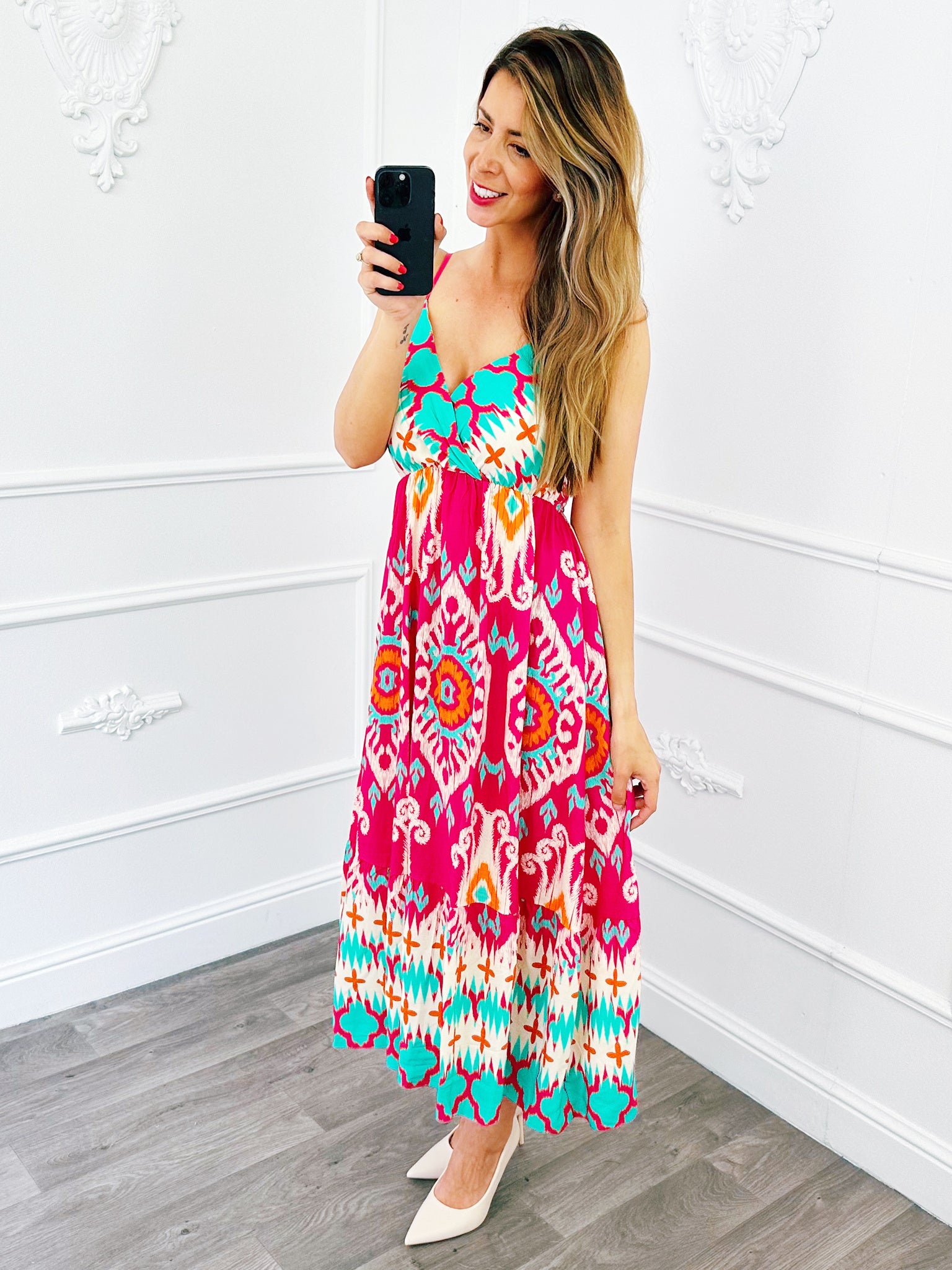 Summer Spaghetti Jurk Fuchsia