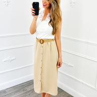 Knoop Rok Midi Beige